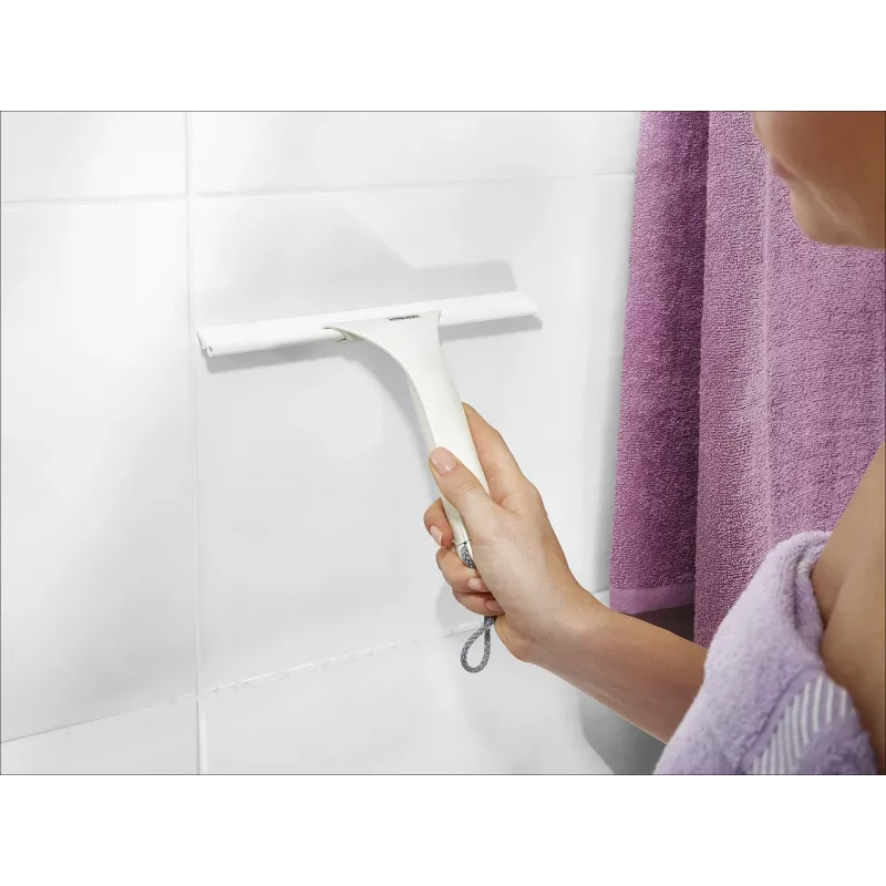 LEIFHEIT Cabino 24cm sprchová stierka s háčikom na prísavku, biela/sivá