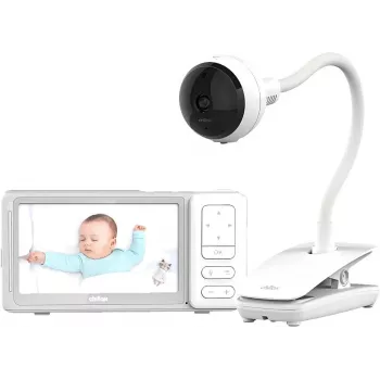 Chillax DM685 Wi-Fi/FHSS video babyfón s 5 palcovou rodičovskou jednotkou, 1080p kamera, funkcia otáčania a nakláňania, nočné videnie, obojsmerné ozvučenie, teplotný senzor, uspávanky, biela