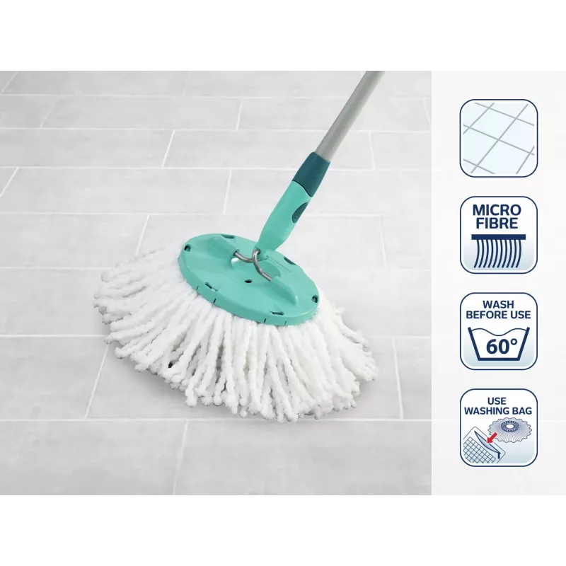 LEIFHEIT Clean Twist Disc Mop náhradná sada, 2 mikrovláknové mopové hlavy, biela