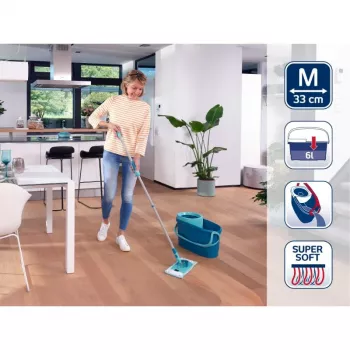 LEIFHEIT sada na čistenie podlahy Clean Twist M Ergo s Power Cleaner 1L, spin-mop systém, zelená/biela