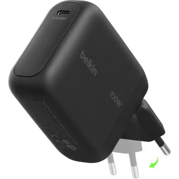 Belkin BOOSTCharge 100W USB-C GaN nástenná nabíjačka - čierna WCH025KQBK
