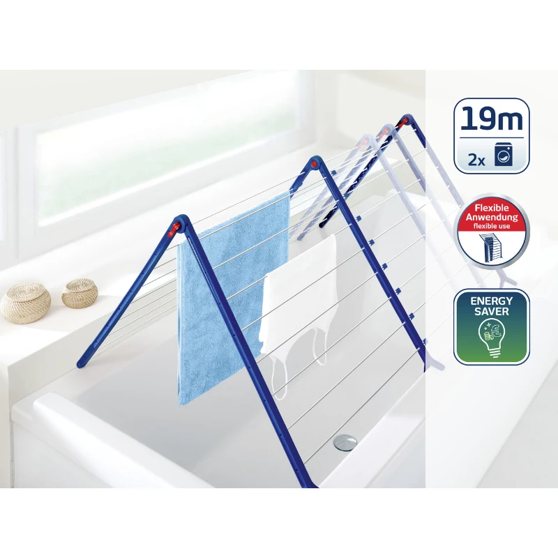 LEIFHEIT Pegasus Bath 190 výsuvný sušiak na bielizeň do vane 19m bielo-modrý