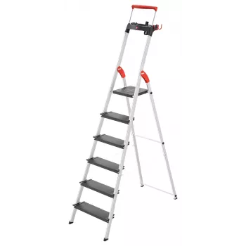 Hailo L100 TopLine 8050-607 hliníkový domáci rebrík, 6 stupňov, s multifunkčnou policou