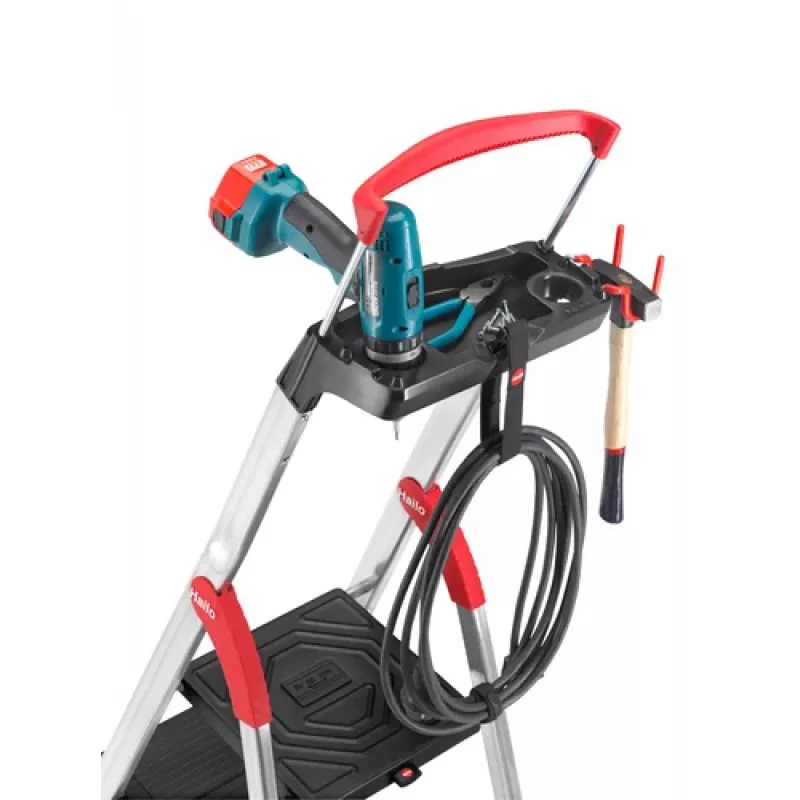 Hailo L100 TopLine 8050-607 hliníkový domáci rebrík, 6 stupňov, s multifunkčnou policou