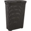 CURVER Style 40L box na bielizeň s odklápacím vekom, ratanový efekt, tmavosivá
