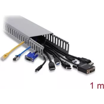 Delock 22141 káblový kanál 100 x 50 mm, 1 m, sivý, drážkovaný, PVC, UL94 V-0