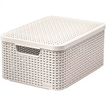 CURVER Style M úložná krabica s vekom, 39,3 x 29,3 x 18,7 cm, krémová, 21,6L, skladacia