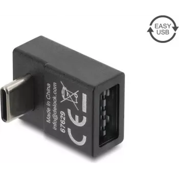 Delock USB 2.0 USB Type-C samec na Easy USB Type-A samica zahnutý adaptér, čierny