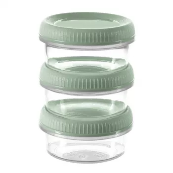 Curver Smart Eco To Go okrúhle nádobky na omáčky 3-dielna sada, každá 0,08 l, Soft Green