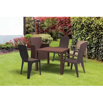 Keter Melody Quartet záhradný stôl hnedý obdĺžnikový outdoorový jedálenský stôl pre 6 osôb
