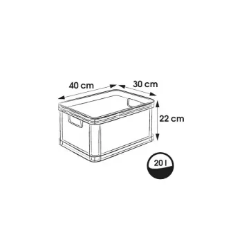 Prepravný box keeeper Robert 20L, 40 x 30 x 22 cm, grafitový, nosnosť do 30 kg