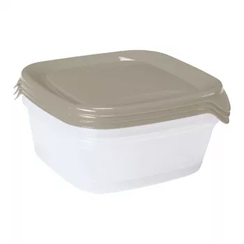 CURVER Fresh&Go 3-dielna sada štvorcových úložných nádob 0,8L béžová