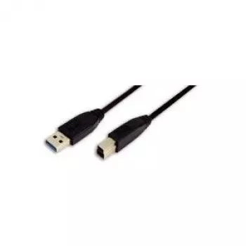 LogiLink USB 3.0 kábel, USB-A konektor samec na USB-B konektor samec, čierny, 2 m, 5 Gbps, dvojito tienený