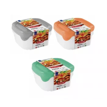 Curver Fresh & Go sada misiek na potraviny s 3 ks, po 0,8 L, obdĺžnikové, vzduchotesné veká, farebné, bez BPA