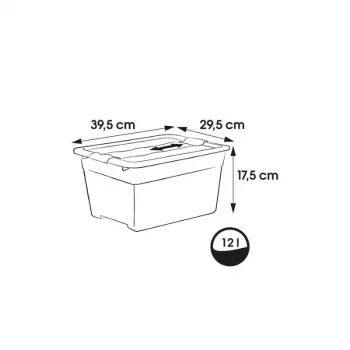 keeeper Crystalbox Cornelia úložná krabica s vekom, 12 L, transparentná, 39,5 x 29,5 x 17,5 cm