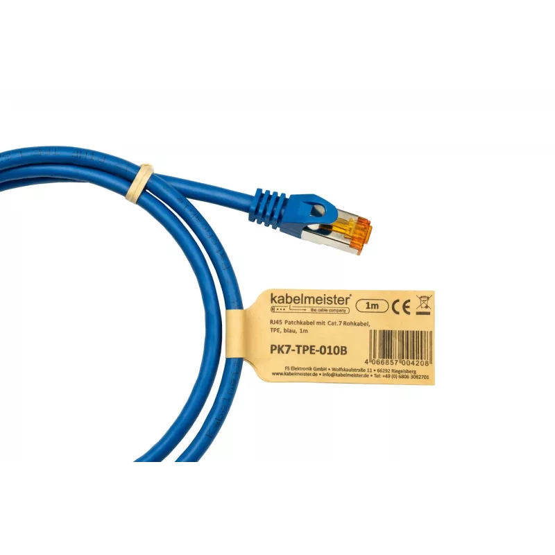 Kabelmeister Cat.7 S/FTP patch kábel RJ45 TPE bez halogénov modrý 1,5 m