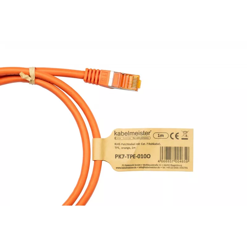 Kabelmeister Cat.7 S/FTP patch kábel, RJ45, TPE bez halogénov, oranžový, 3 m