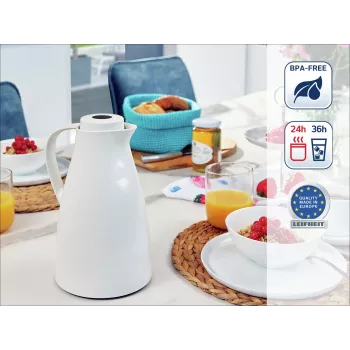 LEIFHEIT Thermos Harmonic biela vákuová izolačná kanvica, 1 l