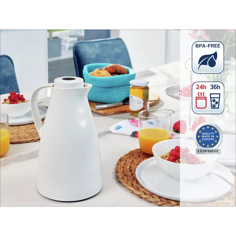 LEIFHEIT Thermos Harmonic biela vákuová izolačná kanvica, 1 l