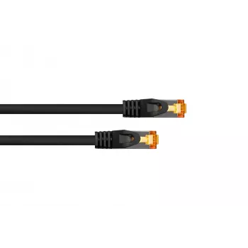 Kabelmeister RJ45 patch kábel Cat.7 S/FTP, TPE plášť, bezhalogénový, čierny, 0,15 m