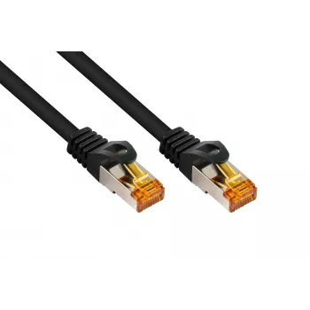 Kabelmeister RJ45 patch kábel Cat.7 surový kábel, vysoko flexibilný TPE plášť, bezhalogénový, čierny, 0,5 m