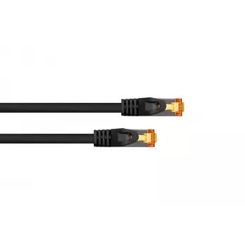Kabelmeister RJ45 patch kábel Cat.7 surový kábel, vysoko flexibilný TPE plášť, bezhalogénový, čierny, 0,5 m
