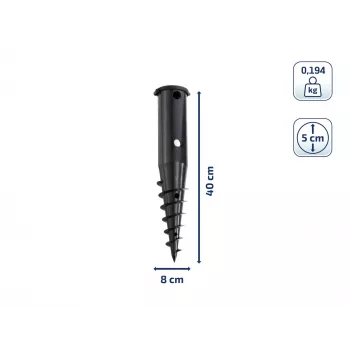 LEIFHEIT Závitová kotva do zeme pre rotačné sušiaky, pozinkovaná oceľ, stožiar 50 mm, 44 cm, zelený kryt