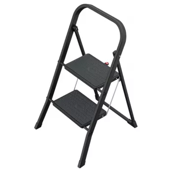 HAILO K44 StandardLine skladacia stolička s bezpečnostným držadlom, 2 stupienky, oceľ, čierna, 150 kg