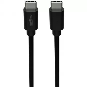 ANSMANN USB-C na USB-C dátový a nabíjací kábel, 1,2 m, 60W Power Delivery, čierna