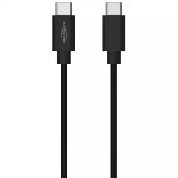 ANSMANN USB-C na USB-C dátový a nabíjací kábel, 1,2 m, 60W Power Delivery, čierna
