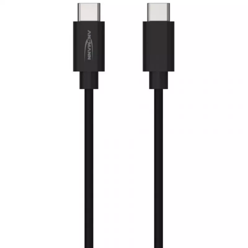 ANSMANN USB-C na USB-C dátový a nabíjací kábel, 1,2 m, 60W Power Delivery, čierna