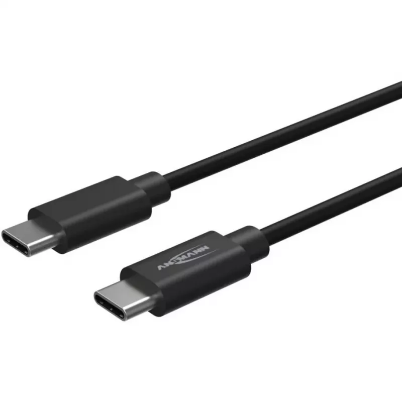 ANSMANN USB-C na USB-C dátový a nabíjací kábel, 1,2 m, 60W Power Delivery, čierna