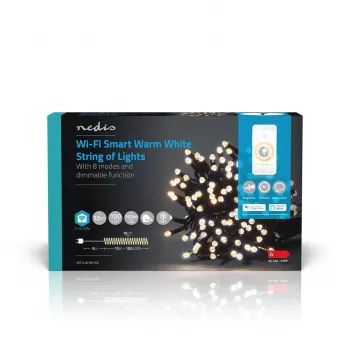 Nedis SmartLife Wi-Fi LED svetelný reťaz teplá biela 10 m 100 LED IP44 WIFILX01W100