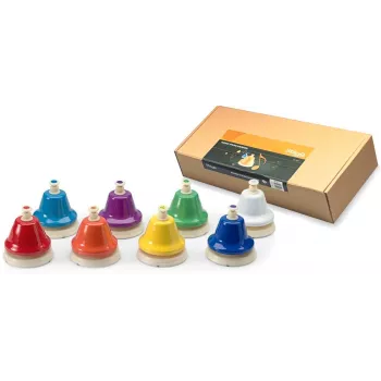 Stagg TB SET - 8-tónové diatonické stolové zvony s mechanizmom stlačenia, farebne kódované, C5-C6