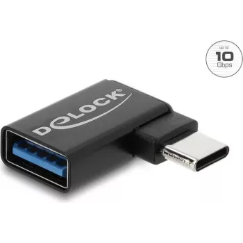 Delock USB 10 Gbps USB Type-C™ konektor samec na USB Type-A konektor samica adaptér, ľavý zahnutý