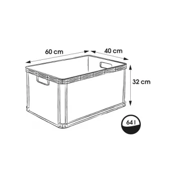 keeeper Robert 64L prepravný box pre ťažké náklady, nosnosť 60 kg, 600x400x320 mm, sivý