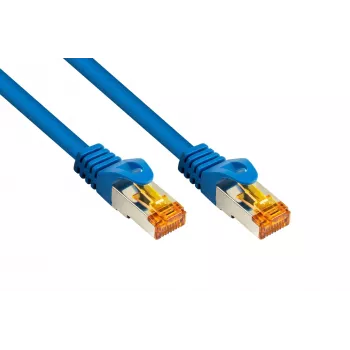 KABELMEISTER RJ45 patch kábel Cat.7 surový kábel, vysoko flexibilný TPE plášť, bez halogénov, modrý, 0,15m