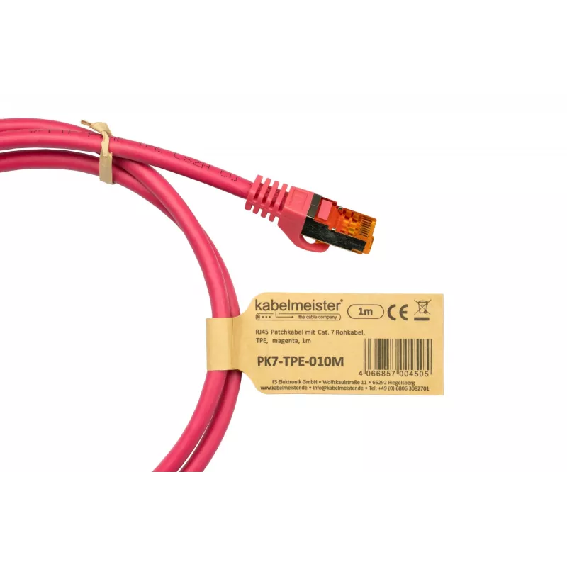 Kabelmeister RJ45 patch kábel Cat.7 S/FTP, TPE plášť, bez halogénov, purpurový, 0,25m