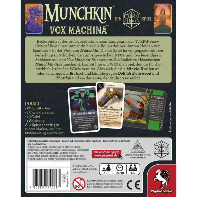PEGASUS Munchkin Vox Machina - Critical Role kartová hra
