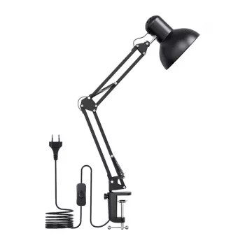 LEPRO 3100027-EU LED stolná lampa s USB nabíjacím portom, 5 farebných teplôt, 7 úrovní jasu, dotykové ovládanie, časovač, flexibilné rameno, šetrná k očiam, čierna