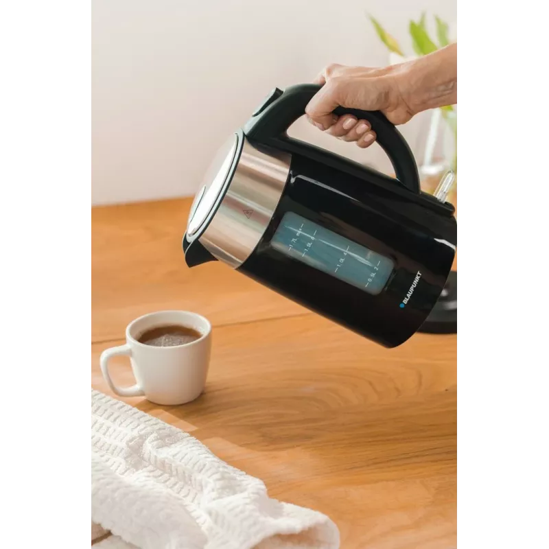 Blaupunkt EKP412 elektrická rýchlovarná kanvica 1,7L 2200W nerez strieborná/čierna