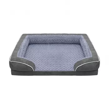 REBEL ANIMALS Premium ortopedický gauč pre psov a mačky, extra veľký, 134x106x20 cm, odnímateľný pratelný poťah, protišmyková spodná strana, vodoodpudivý, hypoalergénny, sivá