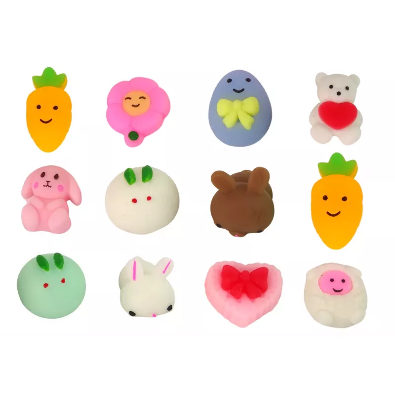LEAN TOYS veľkonočné vajíčka squishy zajac hračka 12 kusov