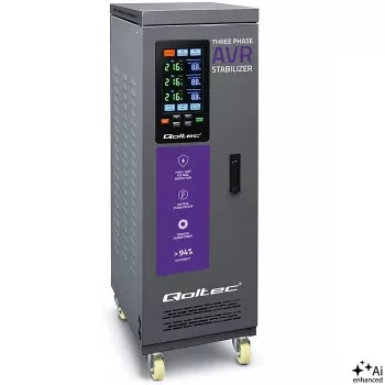 Qoltec trojfázový stabilizátor napätia AVR MULTIPROTECTION | 40kVA | presnosť ± 3% | servomotor 3F | LCD | Expert Line
