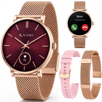 3MK PROTECTION Smartwatch Altora Vivid Lady – AMOLED, tepová frekvencia, SpO2, IP68, ružový silikónový remienok