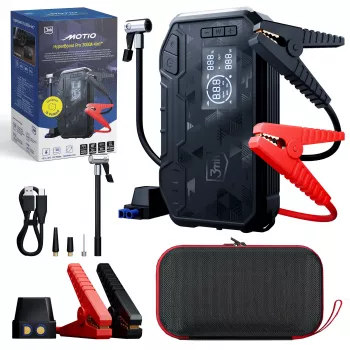 3MK Motio HyperBoost Pro 3000A 4-in-1 štartér s inteligentnými štartovacími káblami, LED svetlom, powerbankou a vzduchovým kompresorom