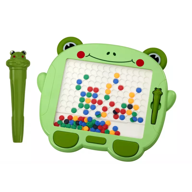 LEAN TOYS magnetická vzdelávacia tabuľa žaba stylus pad zelené korálky puzzle