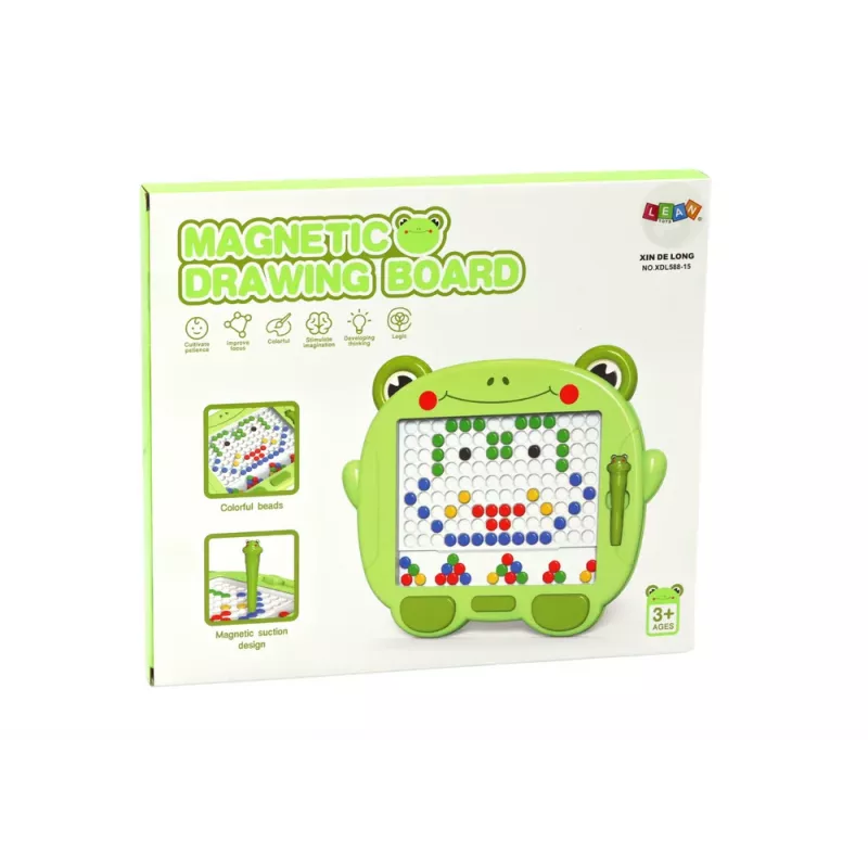 LEAN TOYS magnetická vzdelávacia tabuľa žaba stylus pad zelené korálky puzzle