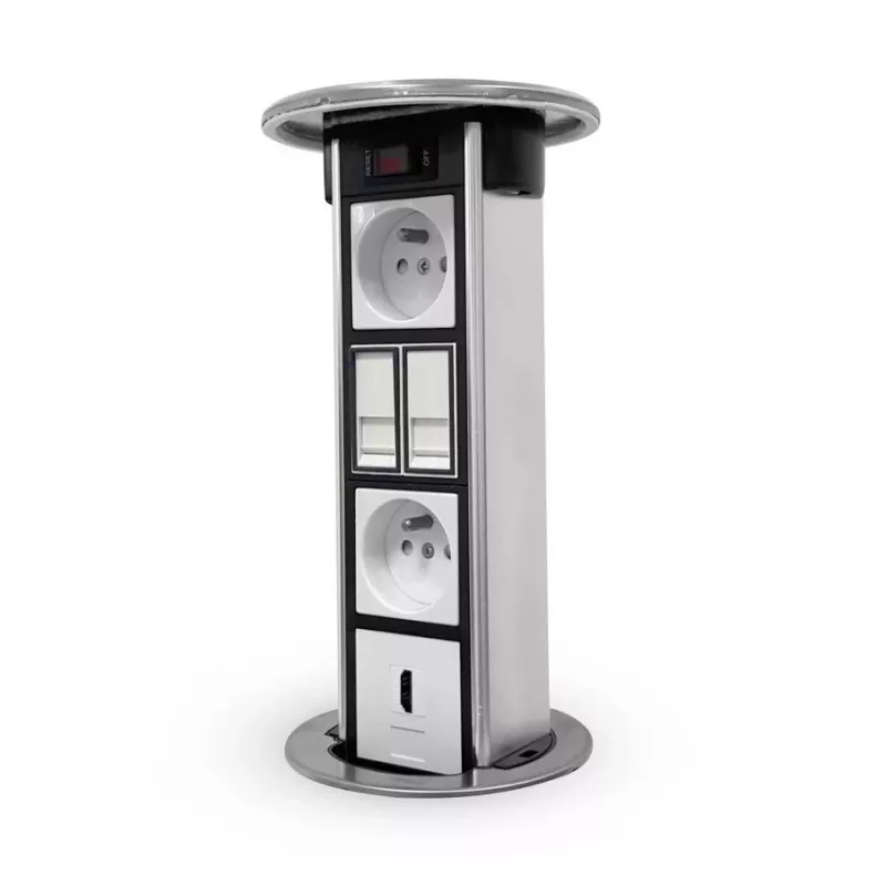 LEGRAND EM/HU-STP-1S-3EU desktopový stĺp prázdne puzdro pre 8 modulov, hliník/čierna