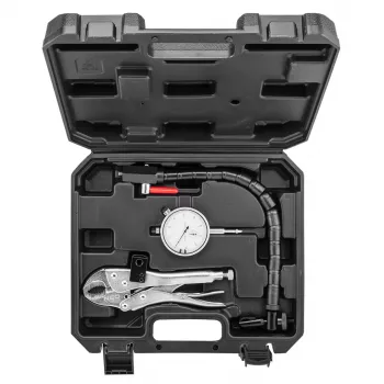 NEO TOOLS TOP-11-130 sada na kontrolu bočného hádzania brzdových kotúčov s 0,01 mm meradlom, 60 kg magnetická základňa, flexibilné rameno